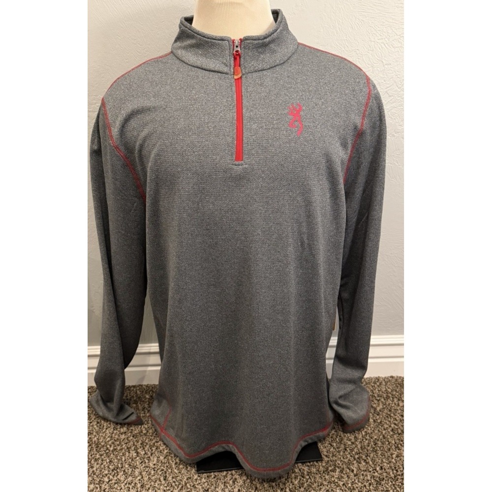 Browning 1/4 Zip Pullover Jacket Size XL Gray Lightweight Performance NWT!